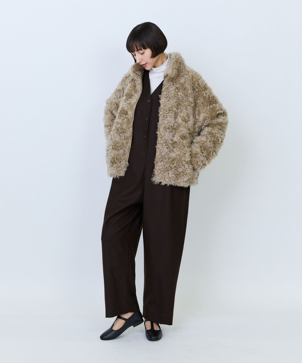 LOISIR シュタイフ・ファーハイネックジャケット ベージュ