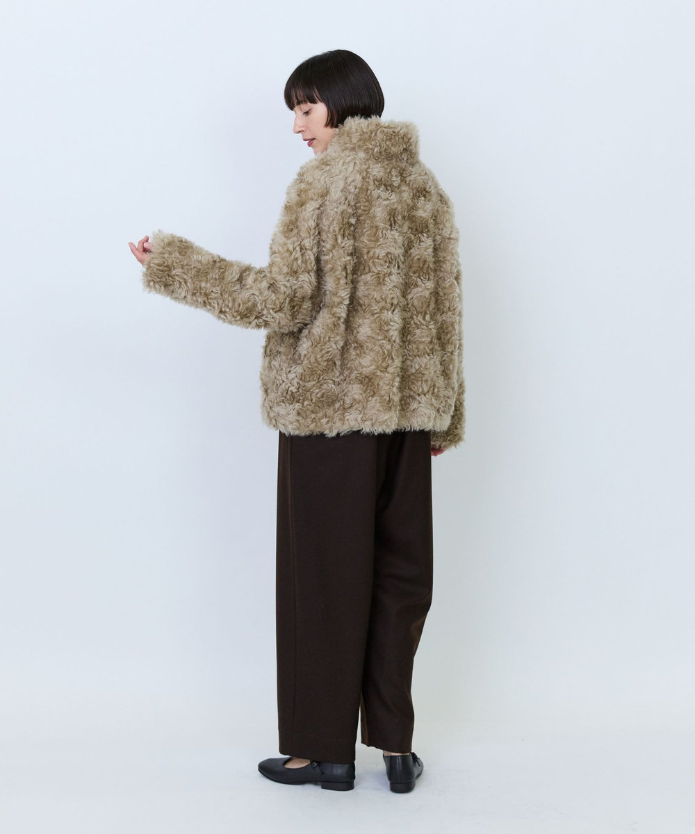 LOISIR シュタイフ・ファーハイネックジャケット ベージュ