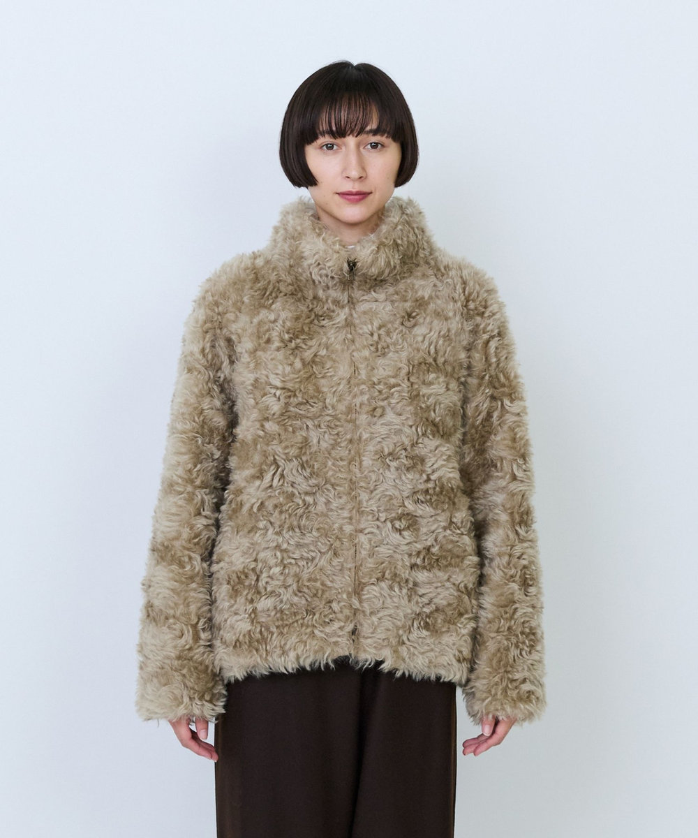 LOISIR シュタイフ・ファーハイネックジャケット ベージュ