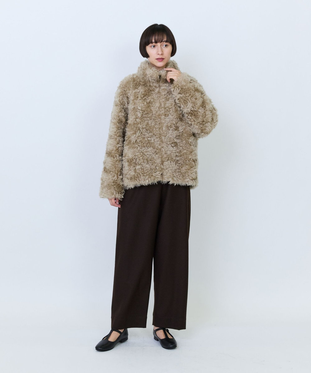 LOISIR シュタイフ・ファーハイネックジャケット ベージュ