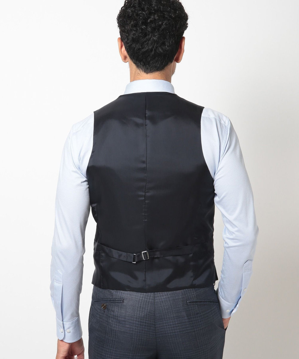 MEN'S BIGI ブライトインディゴ調チェックストレッチベスト＜スリーピース対応＞ ネイビー