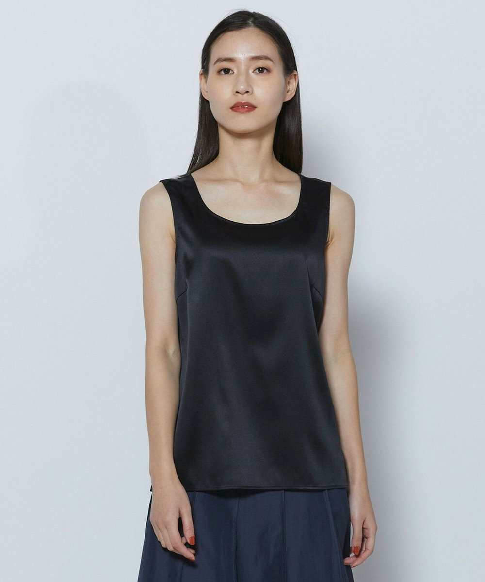 L'EQUIPE COUTURIER シルクストレッチブラウス ブラック