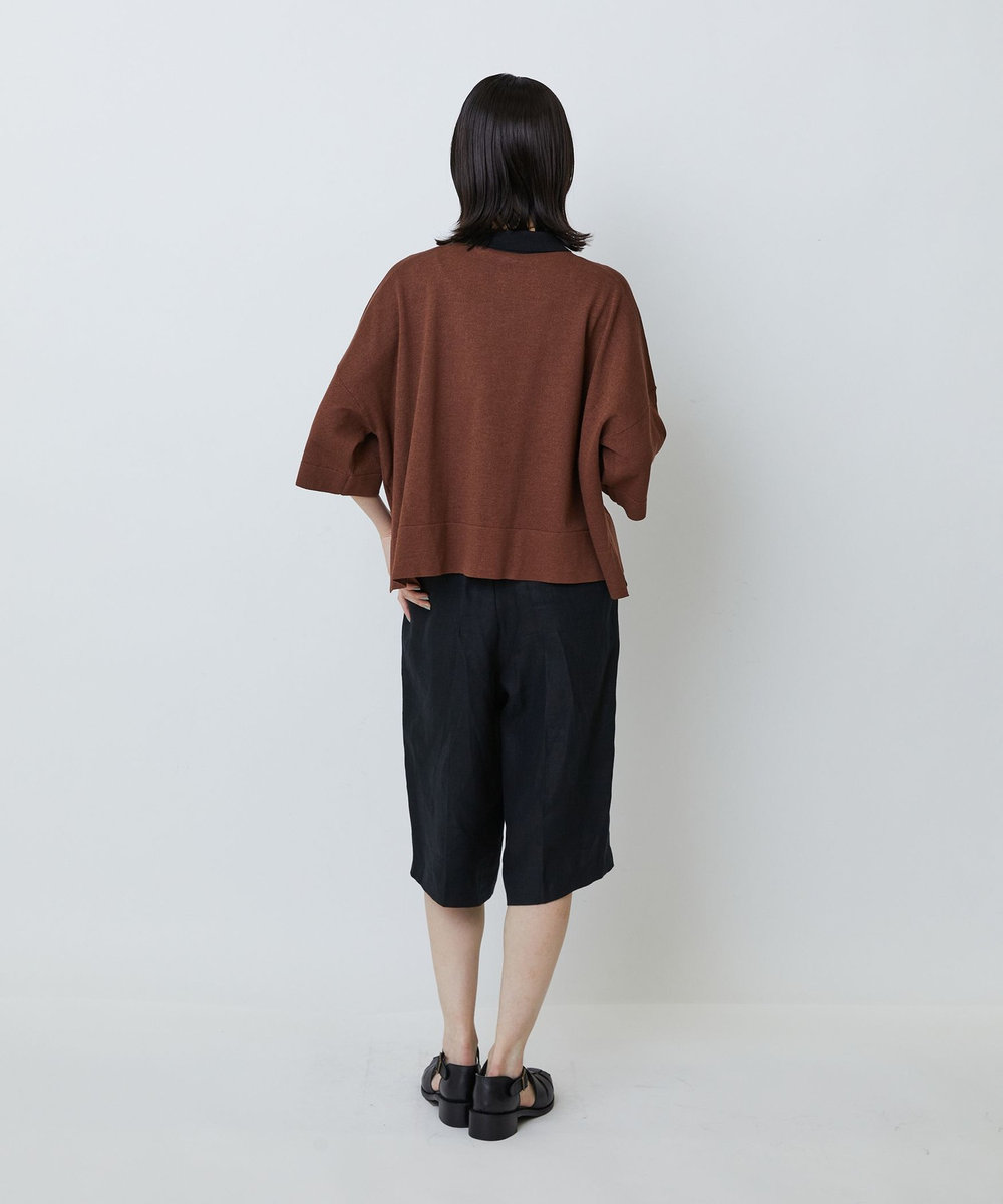 LOISIR 和紙コットン天竺ポロニット ブラウン