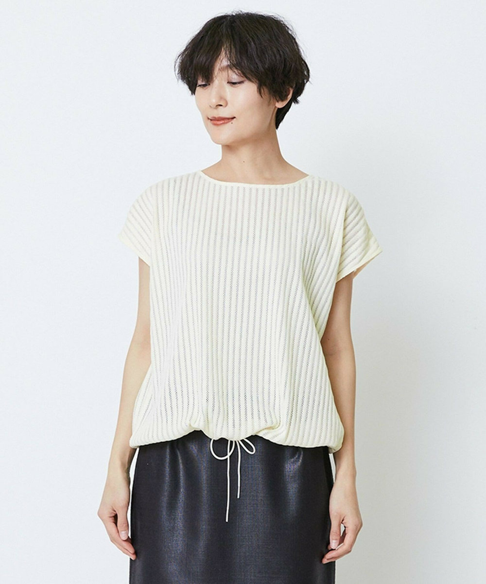 feerique feerique ラッセルメッシュストライププルオーバー オフホワイト