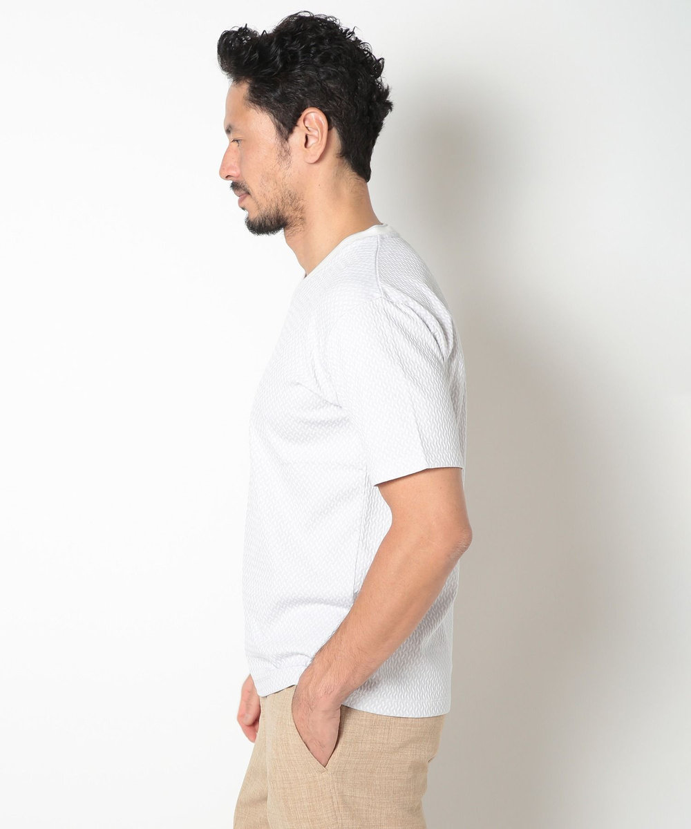 MEN'S BIGI 膨れジャカードVネックTシャツ ホワイト系その他