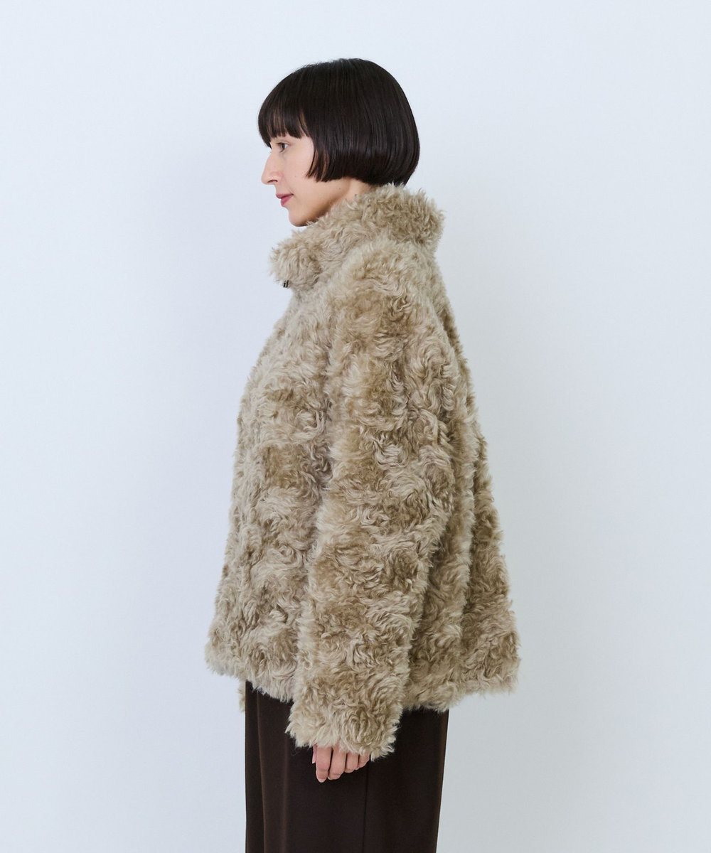 LOISIR シュタイフ・ファーハイネックジャケット ベージュ