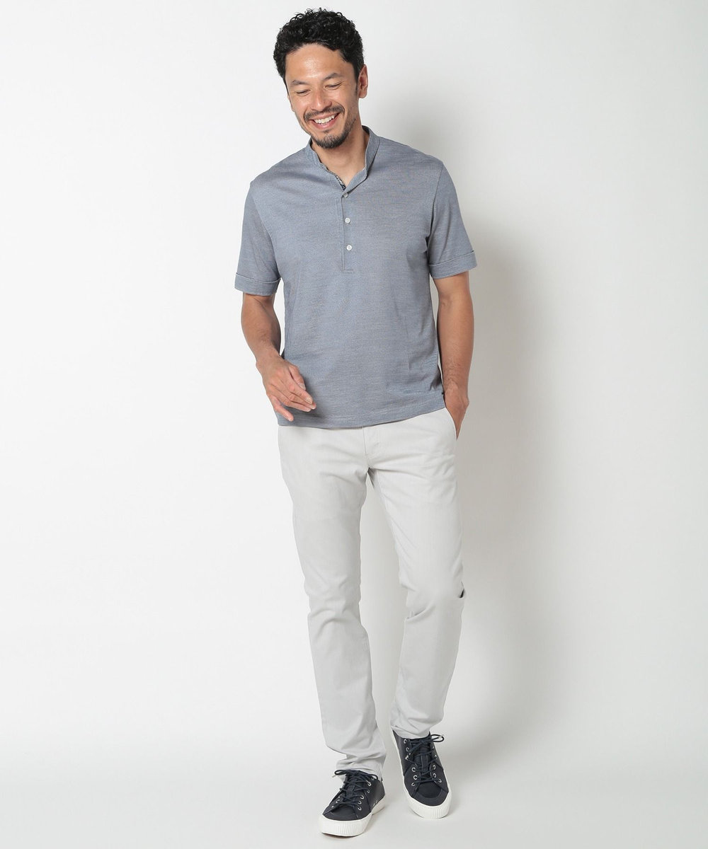 MEN'S BIGI <COOL MAX>バンドスキッパーポロシャツ ブルー
