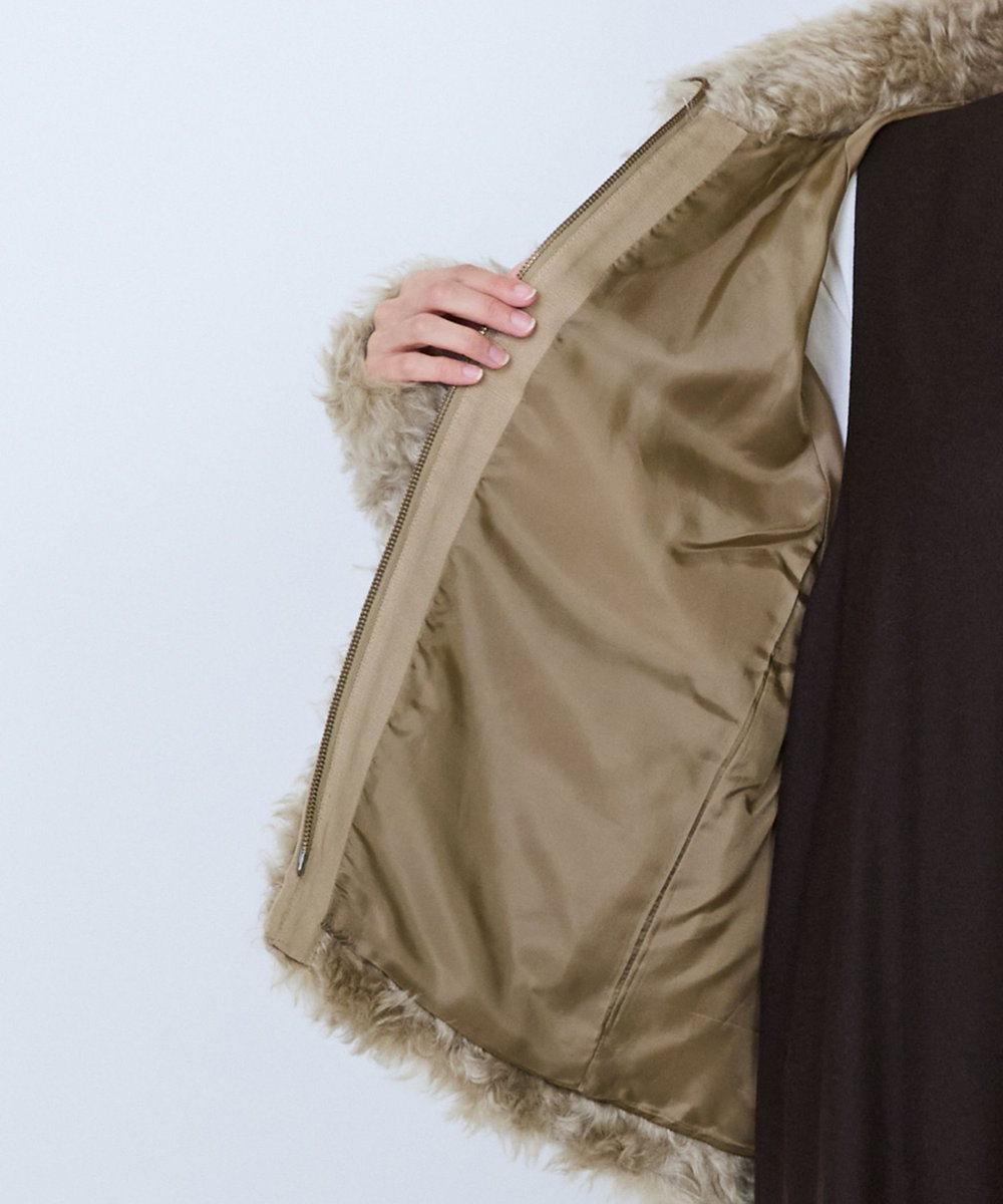 LOISIR シュタイフ・ファーハイネックジャケット ベージュ