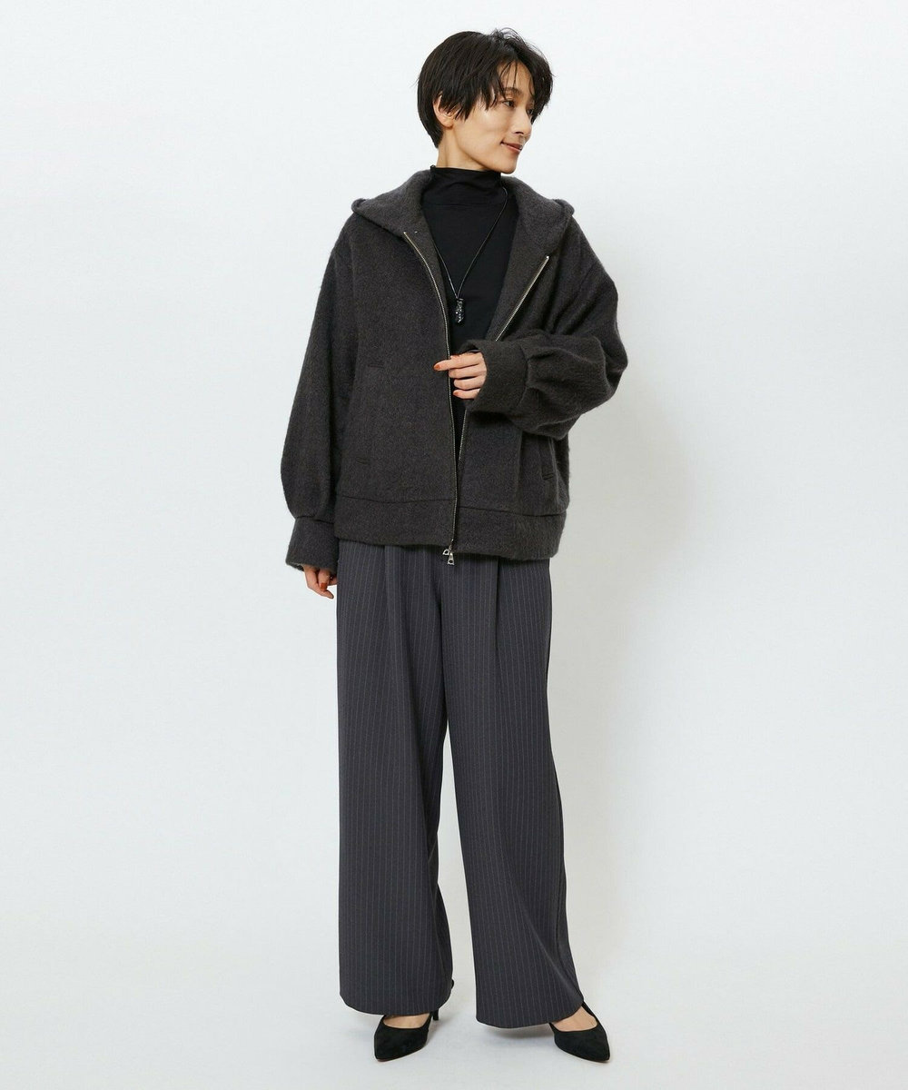 feerique feerique モヘアシャギーフードブルゾン チャコールグレー