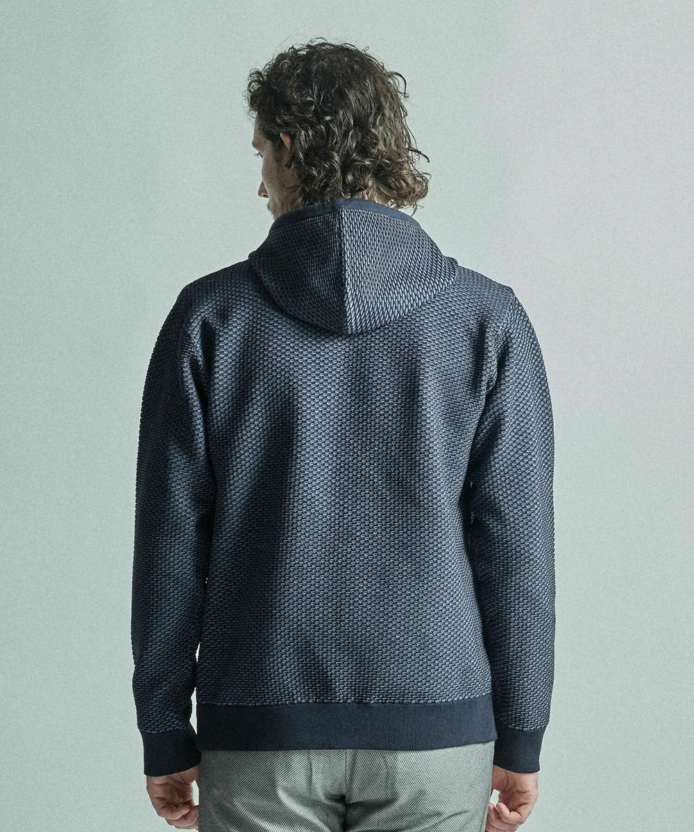MEN'S BIGI ハニカムニット ジップパーカー ネイビー