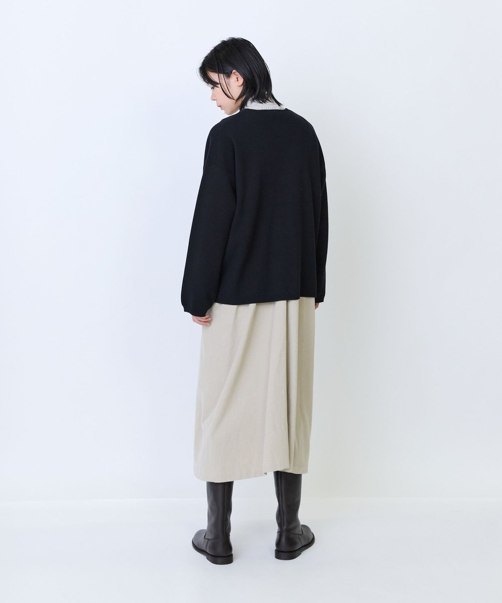 LOISIR コットンダブルジャカードカーディガン ブラック