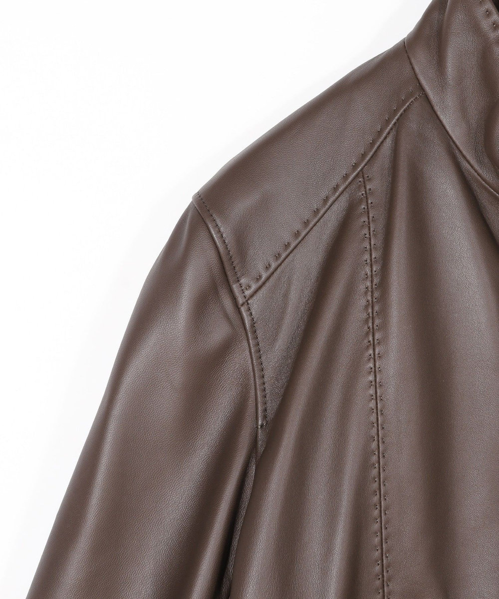 MEN'S BIGI スタンドカラーシングルライダース シープレザージャケット ブラウン
