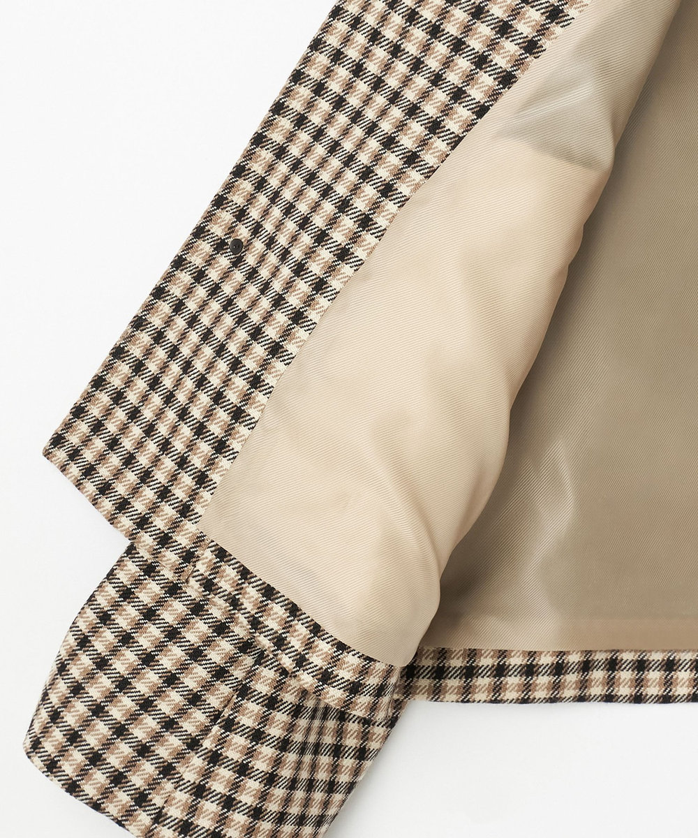 DÉPAREILLÉ WOOL CHECK LEATHER COLLAR BLOUSON / ウールチェックレザーカラーブルゾン ブラウン系その他