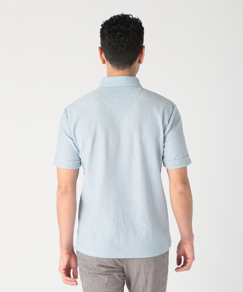 MEN'S BIGI シャーリングジャカードポロシャツ ブルー