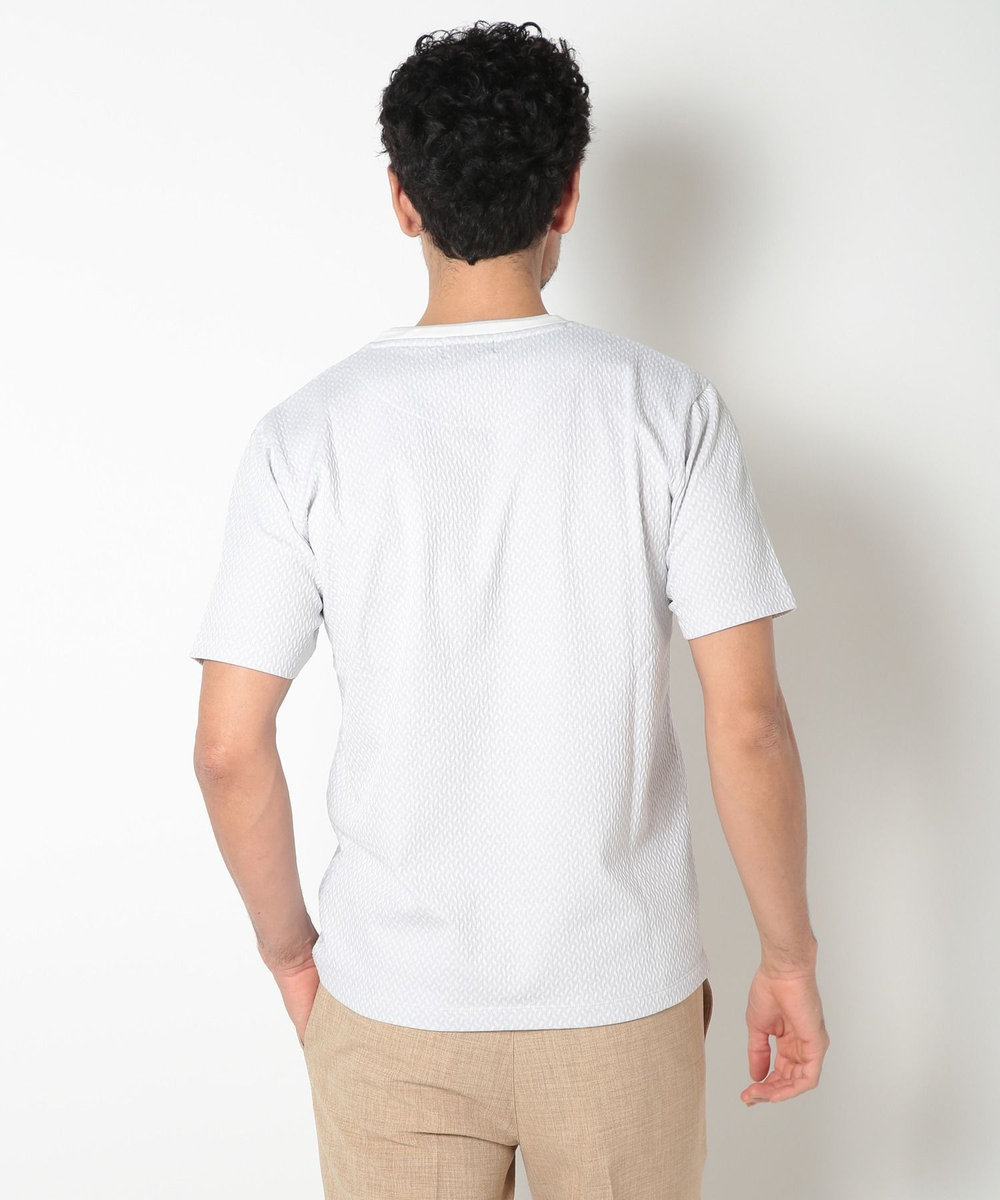MEN'S BIGI 膨れジャカードVネックTシャツ ホワイト系その他