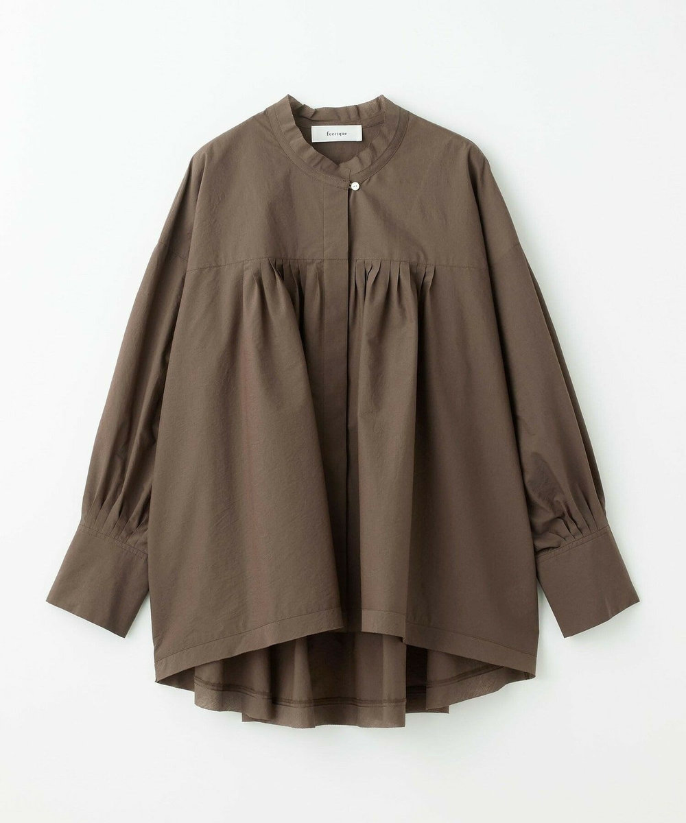 feerique Lサイズ（大きいサイズ） 【大きいサイズ】feerique　エアリーコットンAラインブラウス ブラウン