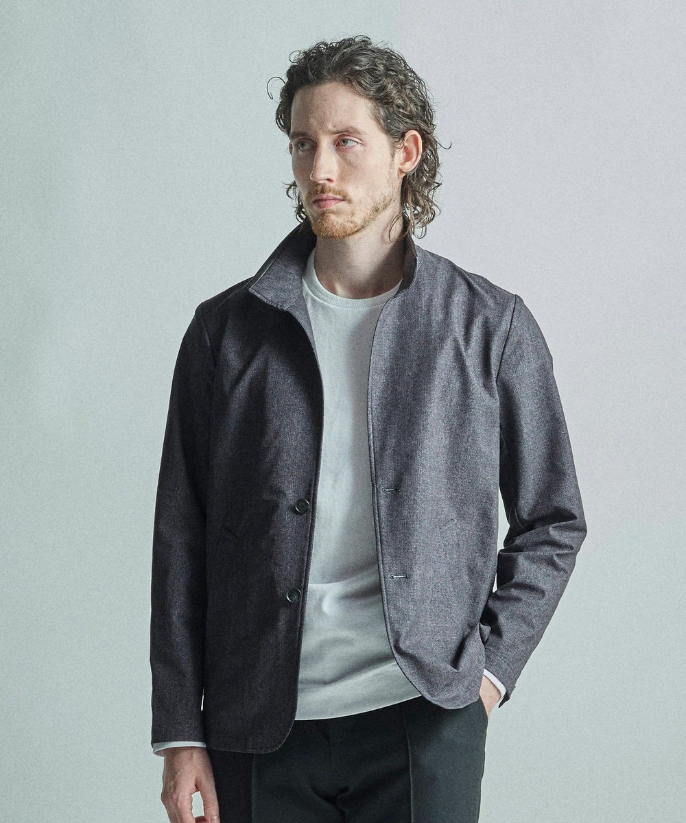 MEN'S BIGI ドットエアーヘリンボーンプリントスタンドカラージャケット＜保温/透湿/撥水/防シワ/ストレッチ＞ ブラック系その他