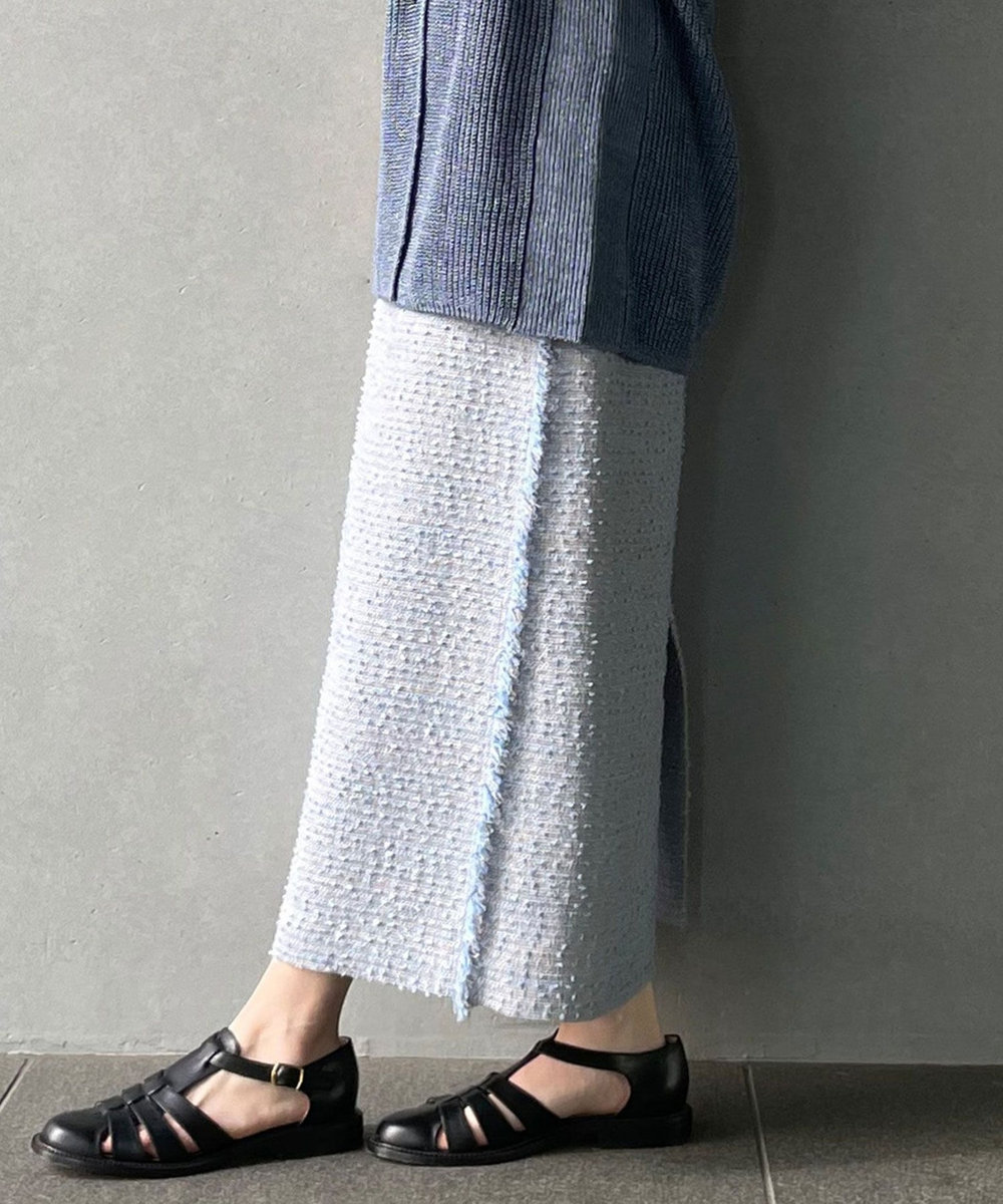 1er Arrondissement ファンシーツイードスカート ブルー