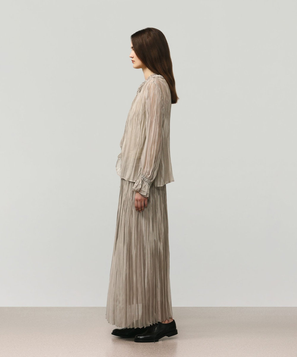 DÉPAREILLÉ TENCEL ORGANDY PLEATS BLOUSE / テンセルオーガンジープリーツブラウス ベージュ
