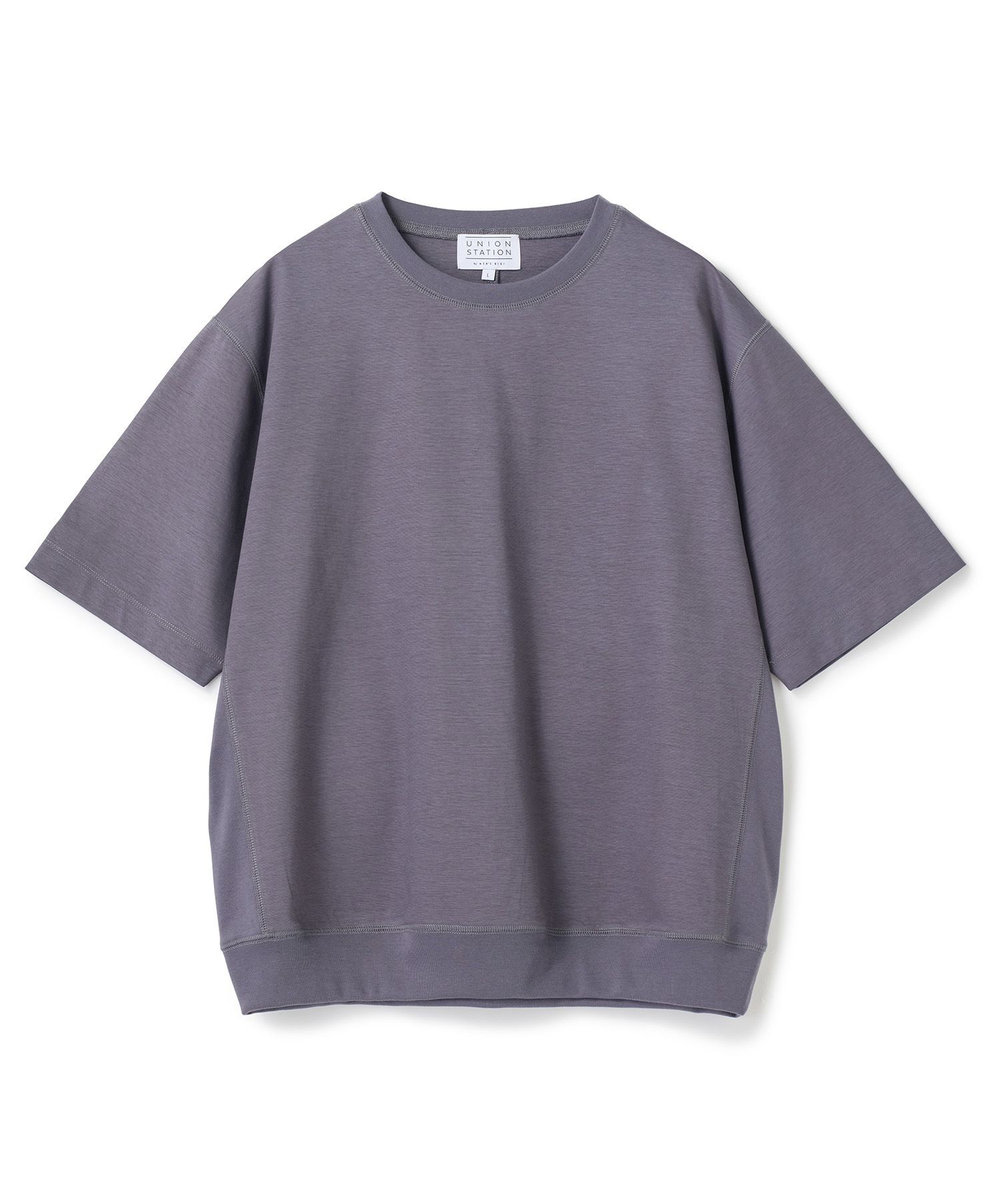 UNION STATION シルケットポンチリブコンビTシャツ＜ストレッチ・マシンウォッシャブル・接触冷感＞ チャコールグレー