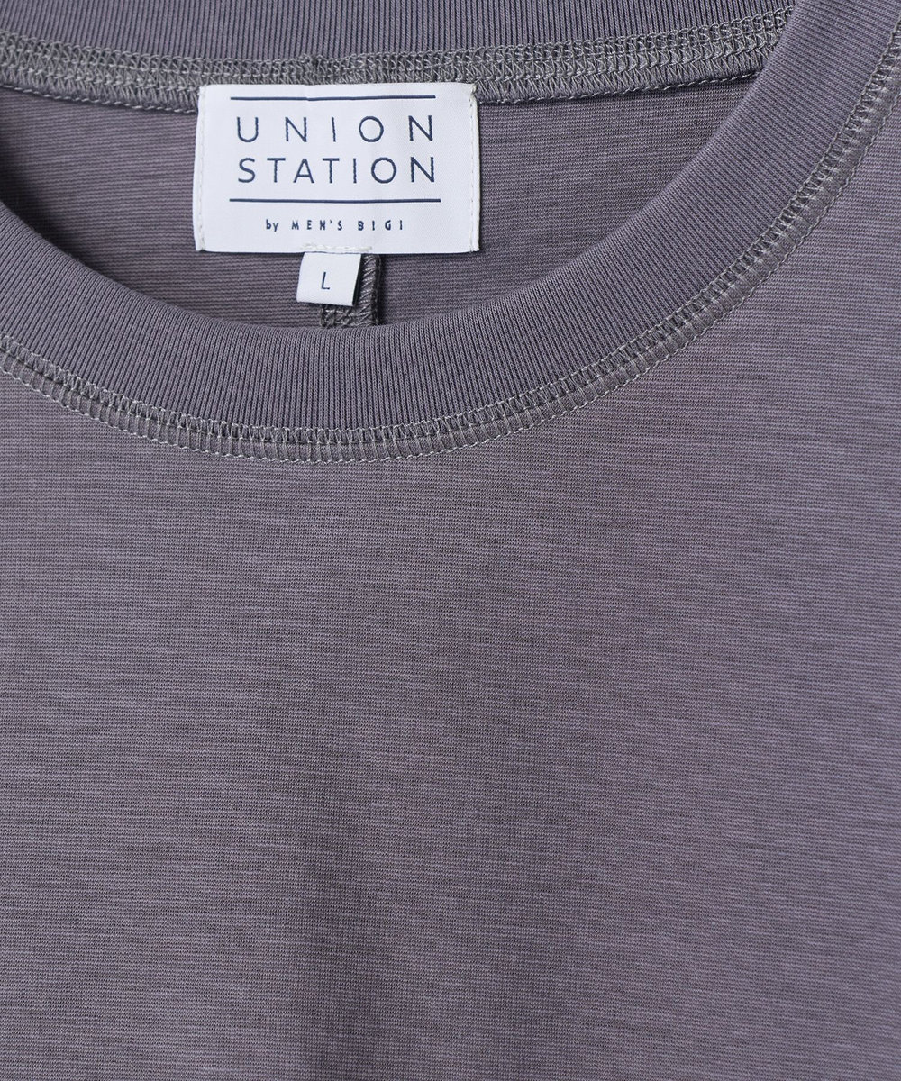 UNION STATION シルケットポンチリブコンビTシャツ＜ストレッチ・マシンウォッシャブル・接触冷感＞ チャコールグレー