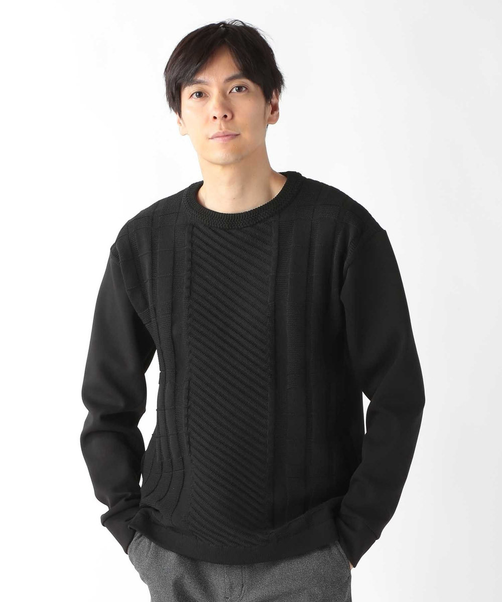 UNION STATION ニット×ダンボールクルーネックスウェット ブラック