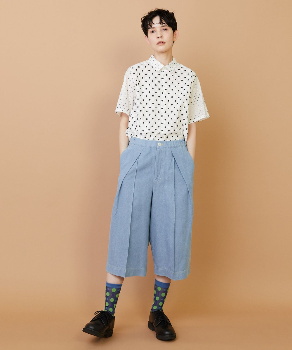 FRAPBOIS モイストデニム ハーフパンツ ブルー