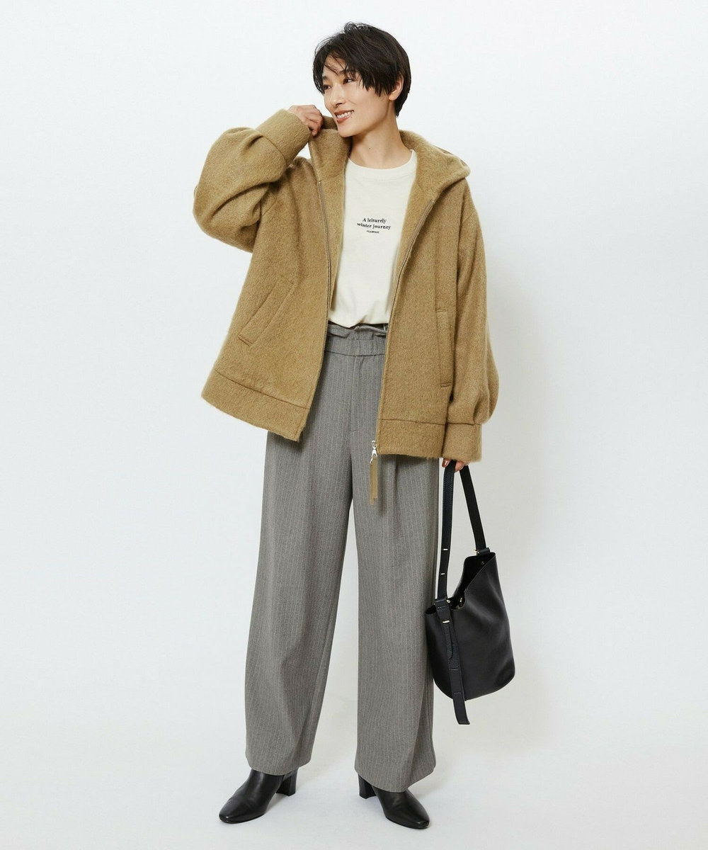feerique feerique モヘアシャギーフードブルゾン キャメル