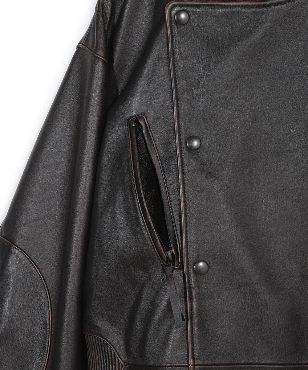 MEN'S BIGI 【50th Anniv . 菊池武夫】AGED SHEEPSKIN LEATHER JACKET ブラウン
