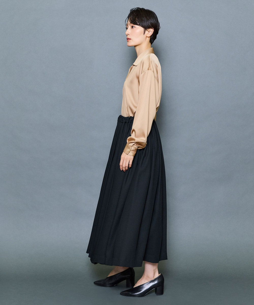 MOGA Collection MOGA Collection ドレープサテンブラウス ベージュ