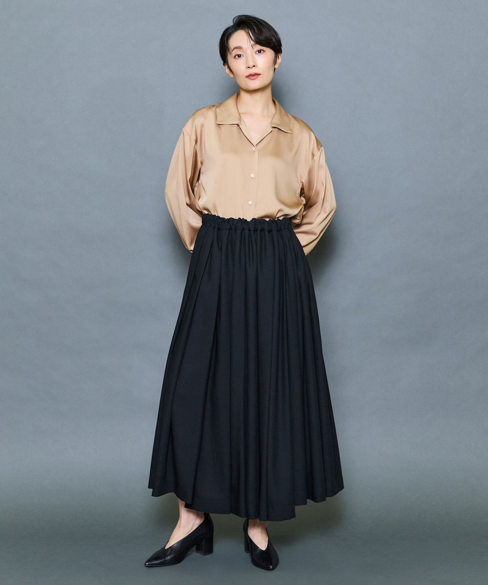 MOGA Collection MOGA Collection ドレープサテンブラウス ベージュ