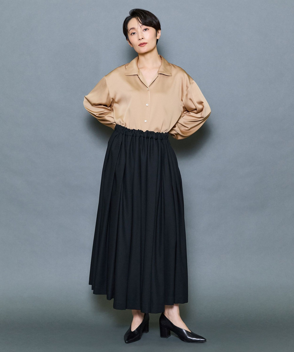 MOGA Collection MOGA Collection ドレープサテンブラウス ベージュ