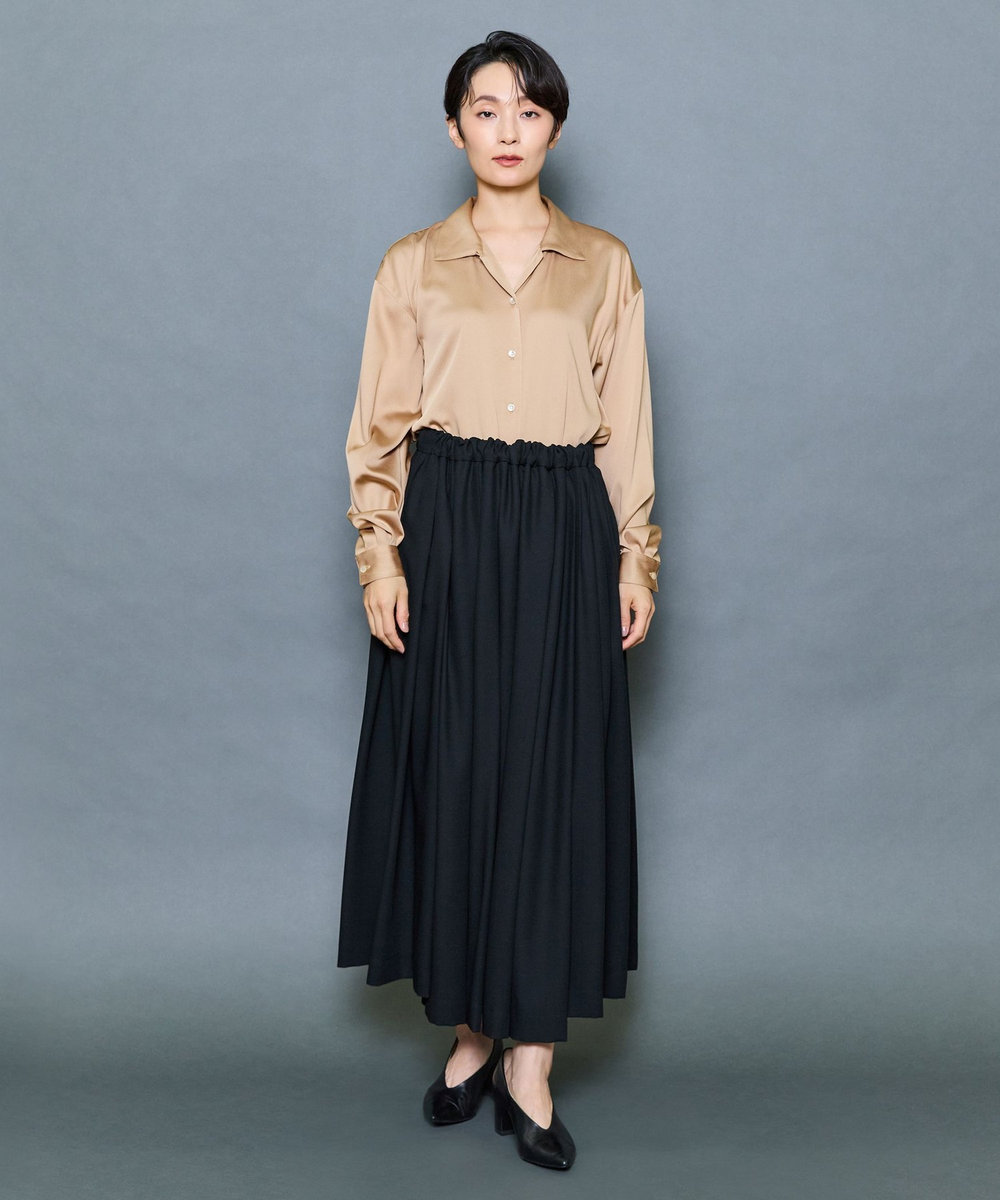 MOGA Collection MOGA Collection ドレープサテンブラウス ベージュ
