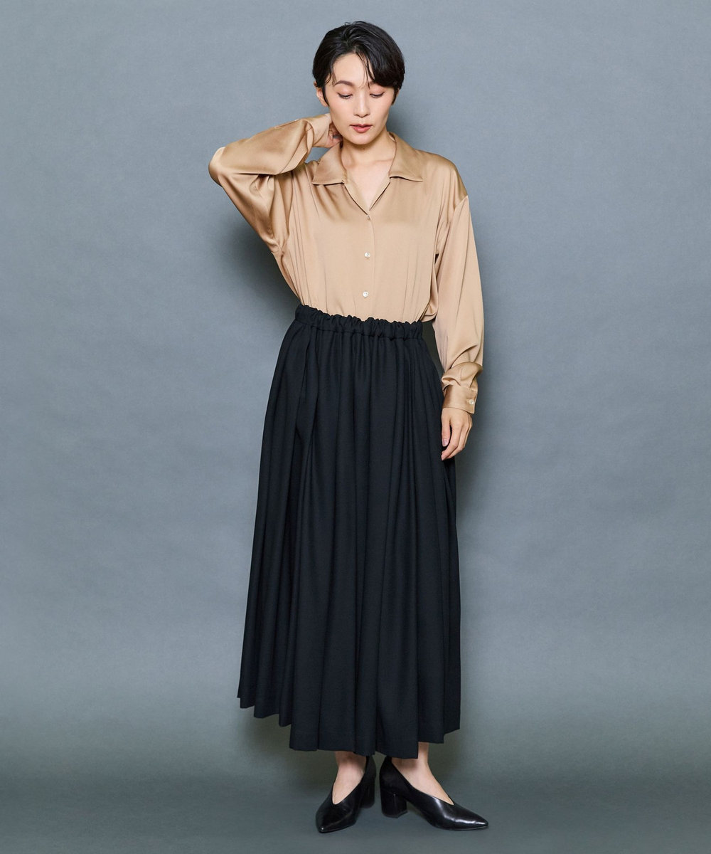 MOGA Collection MOGA Collection ドレープサテンブラウス ベージュ