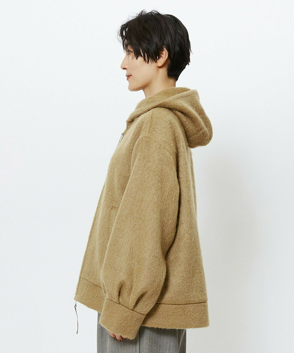 feerique Lサイズ（大きいサイズ） 【大きいサイズ】feerique モヘアシャギーフードブルゾン キャメル