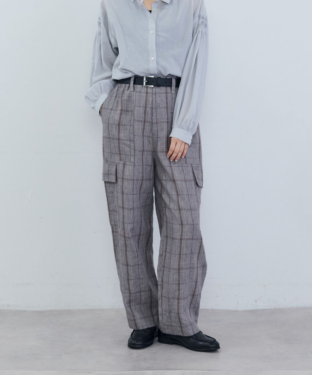 ADIEU TRISTESSE リネンカーゴパンツ チェック