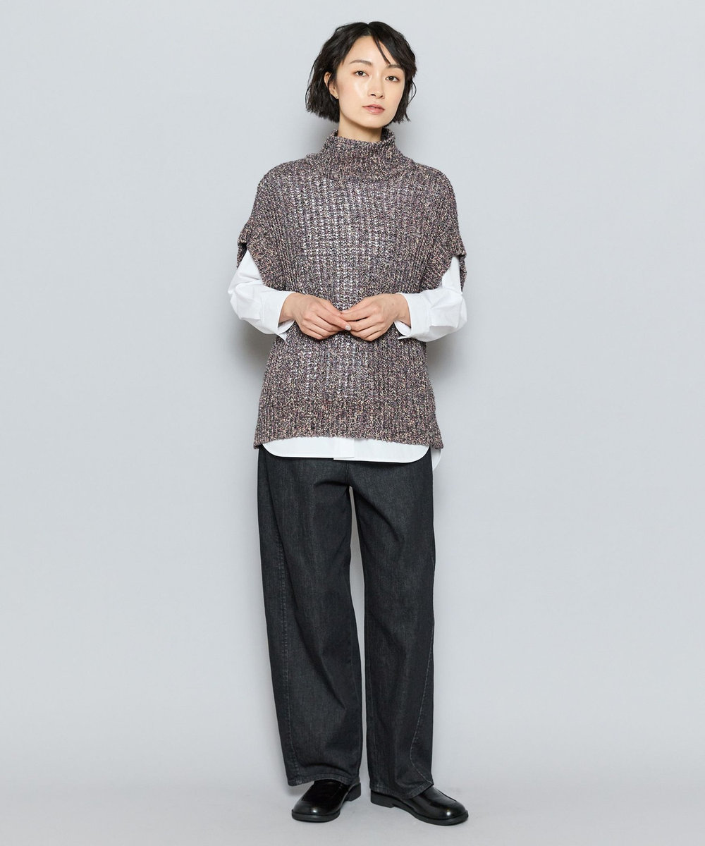 L'EQUIPE GREEN MIXウールニットジレ チャコールグレー