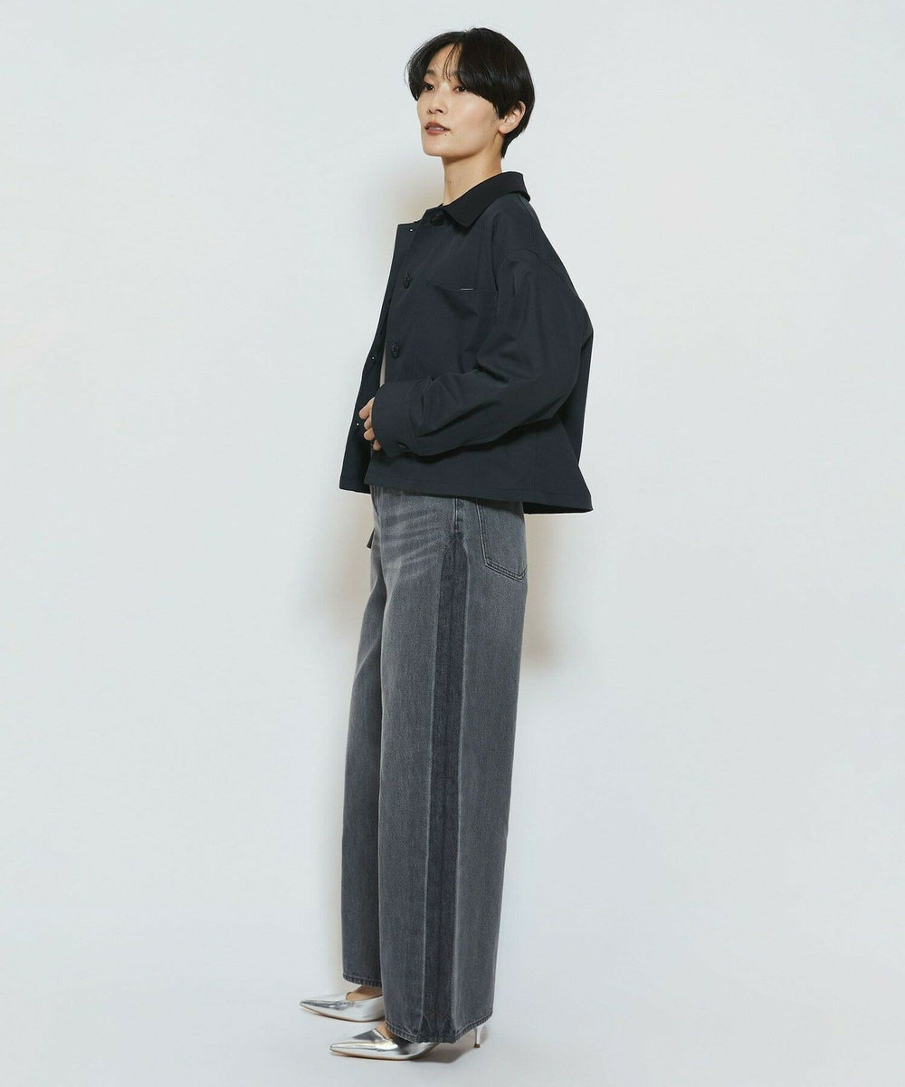 feerique Lサイズ（大きいサイズ） 【大きいサイズ】feerique ポリエステルツイルワイドクロップドジャケット［セットアップ可能］ チャコールグレー