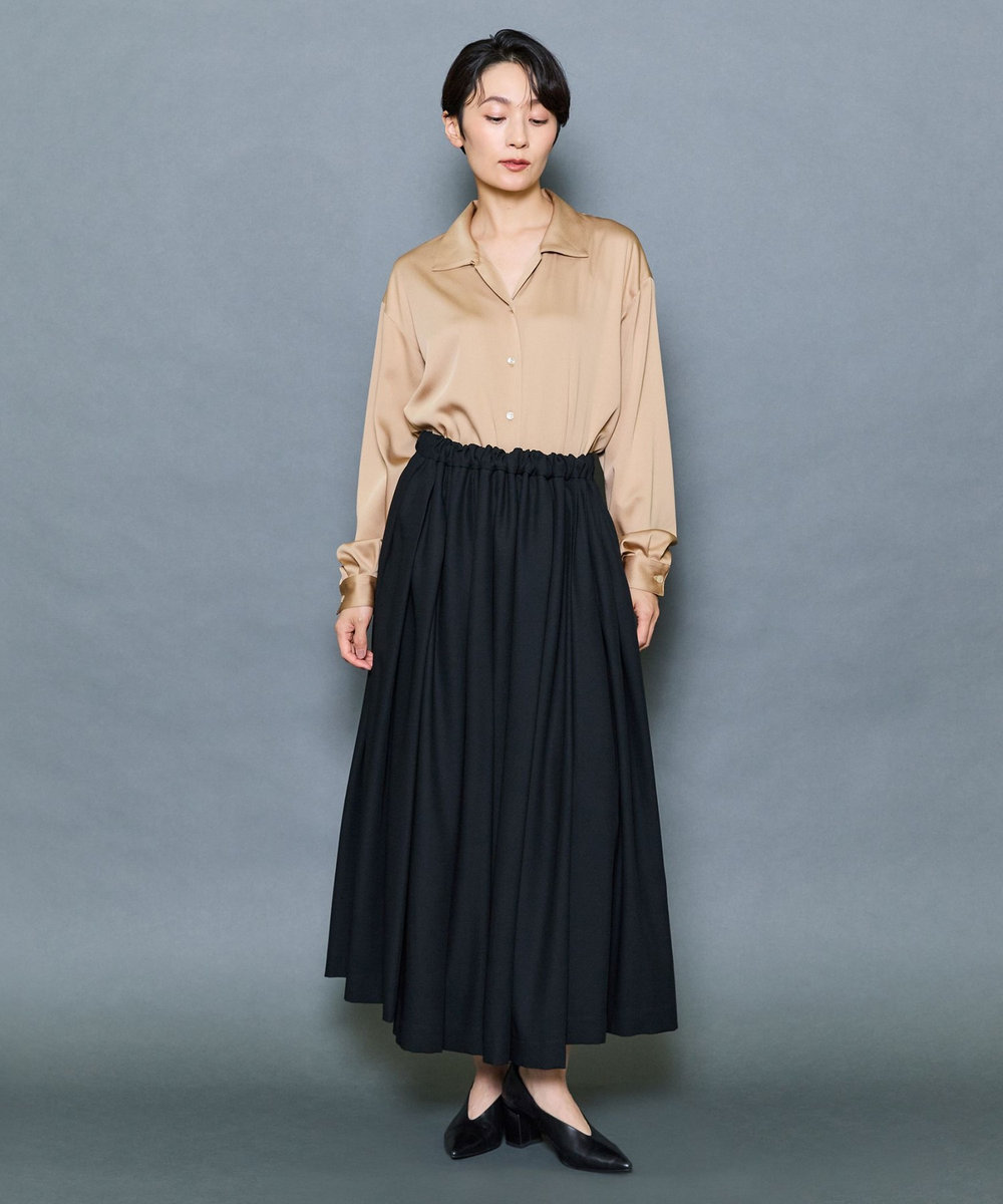 MOGA Collection MOGA Collection ドレープサテンブラウス ベージュ