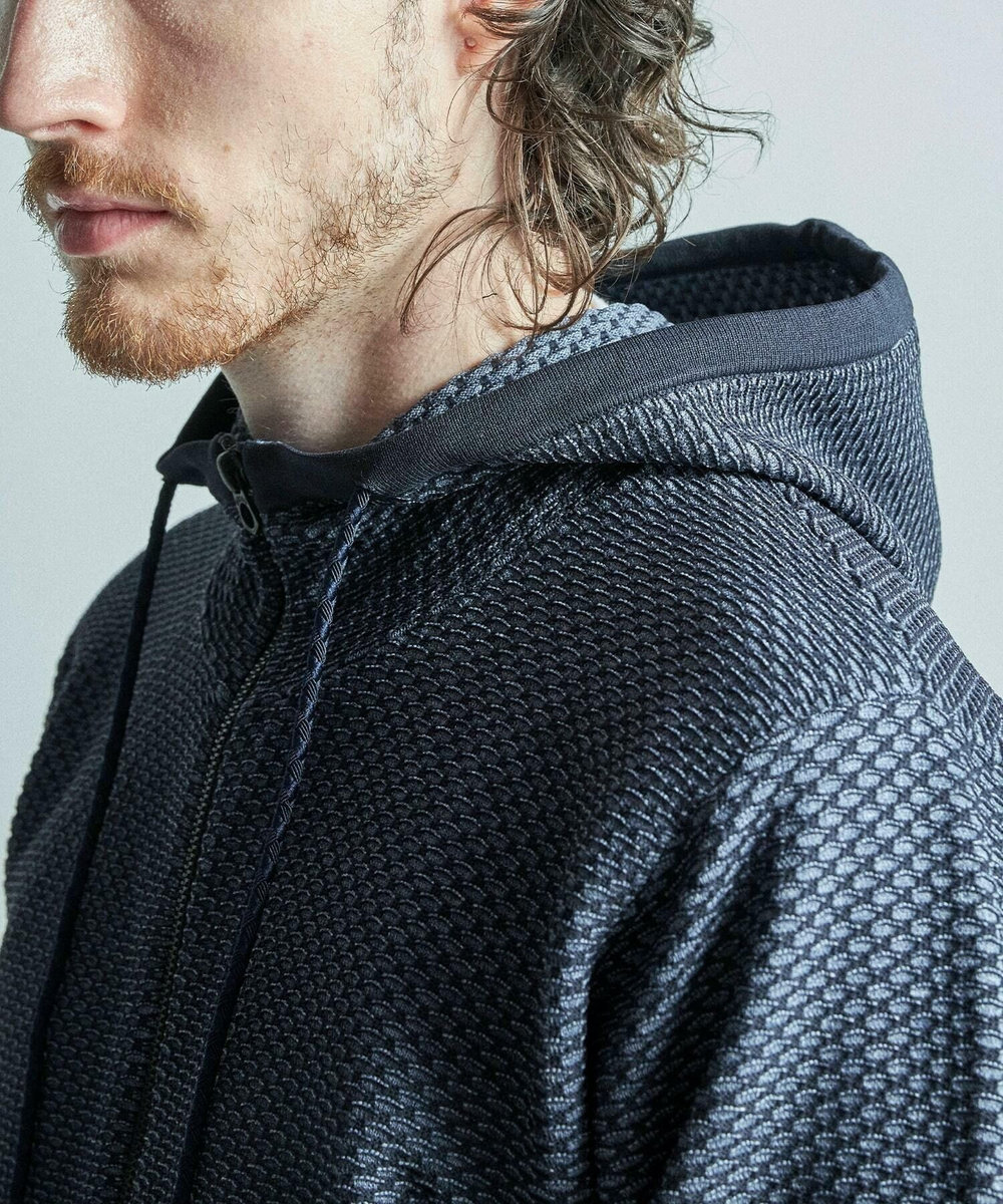 MEN'S BIGI ハニカムニット ジップパーカー ネイビー
