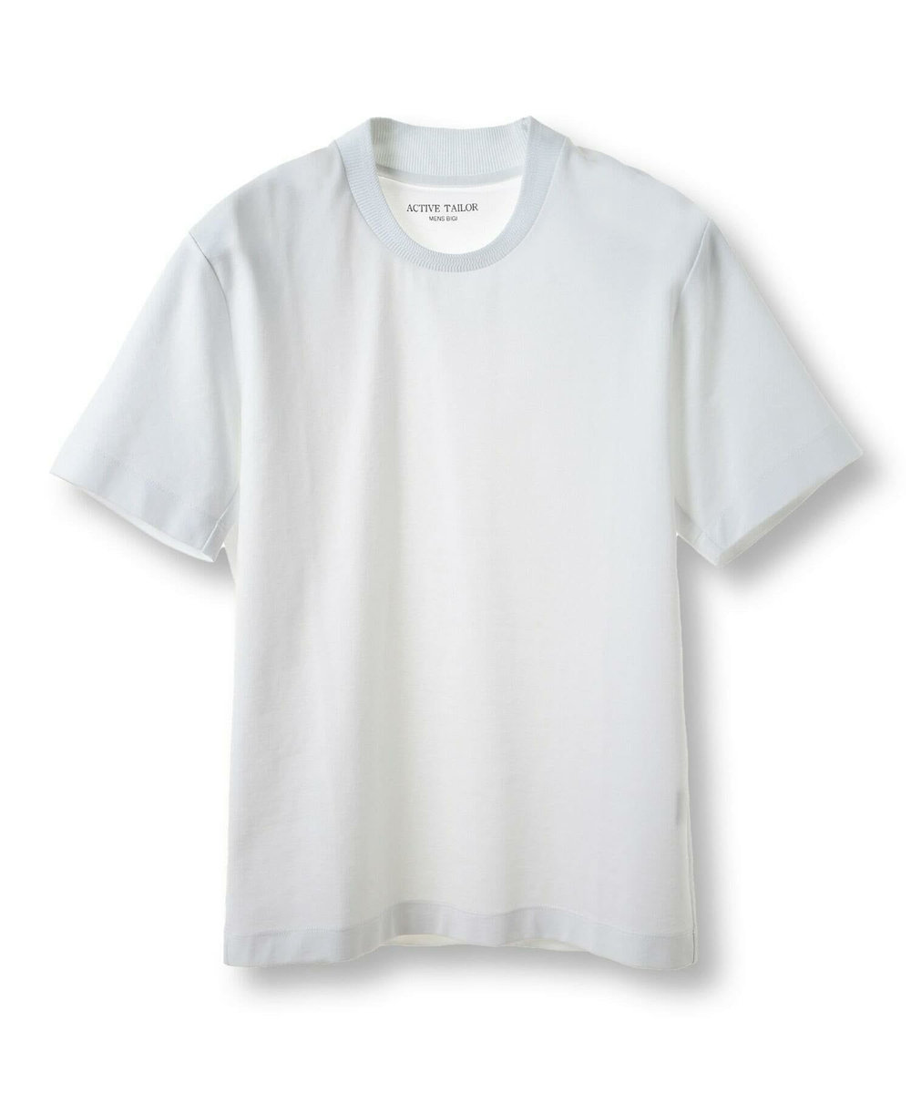 MEN'S BIGI 【ACTIVE TAILOR/アクティブテイラー】シルケットスムースクルーネックTシャツ＜接触冷感 / UVカット＞ ホワイト