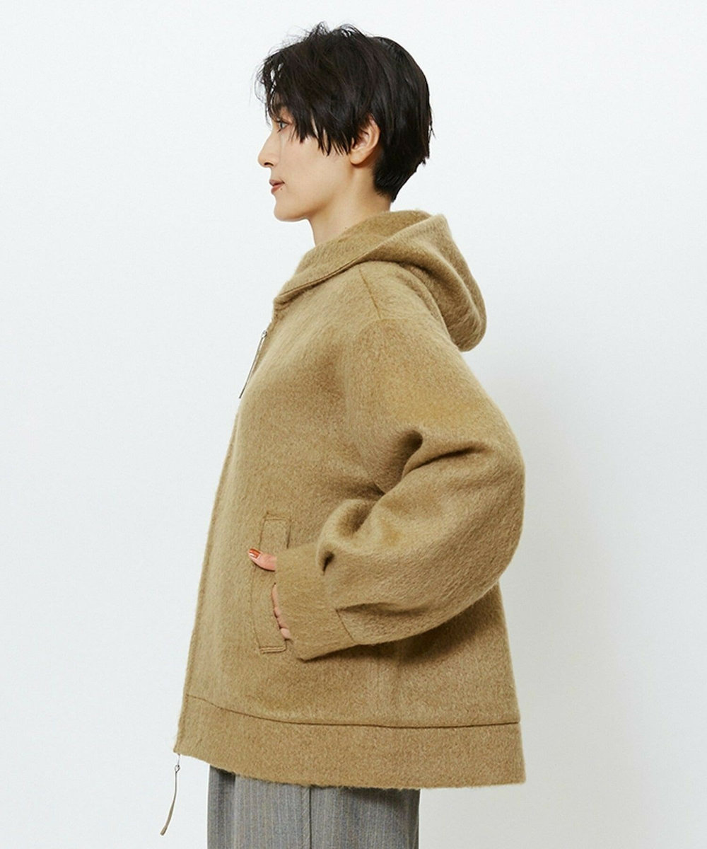 feerique Lサイズ（大きいサイズ） 【大きいサイズ】feerique モヘアシャギーフードブルゾン キャメル