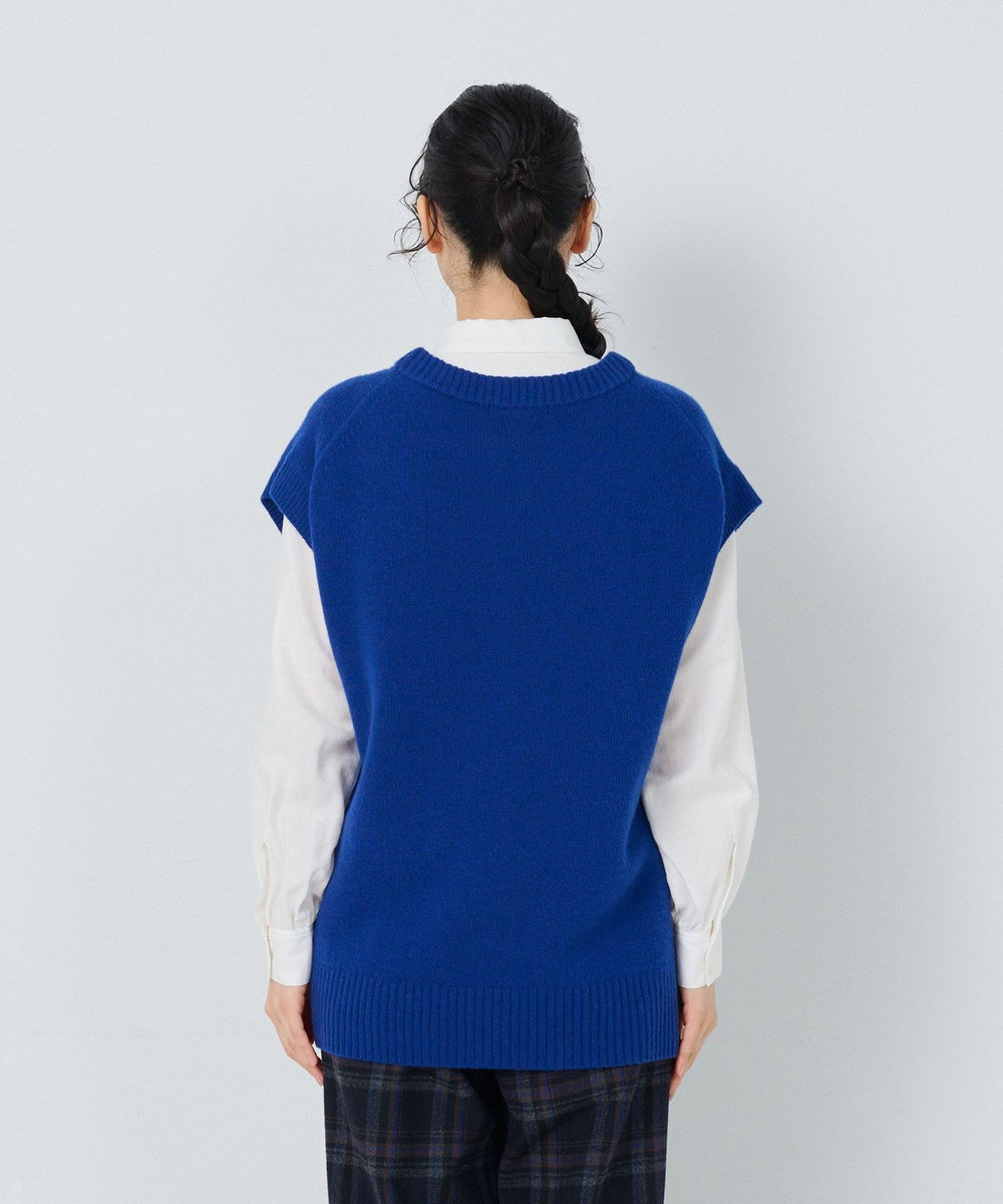 ADIEU TRISTESSE 7G　AQUAウールカシミヤ天竺ベスト ブルー
