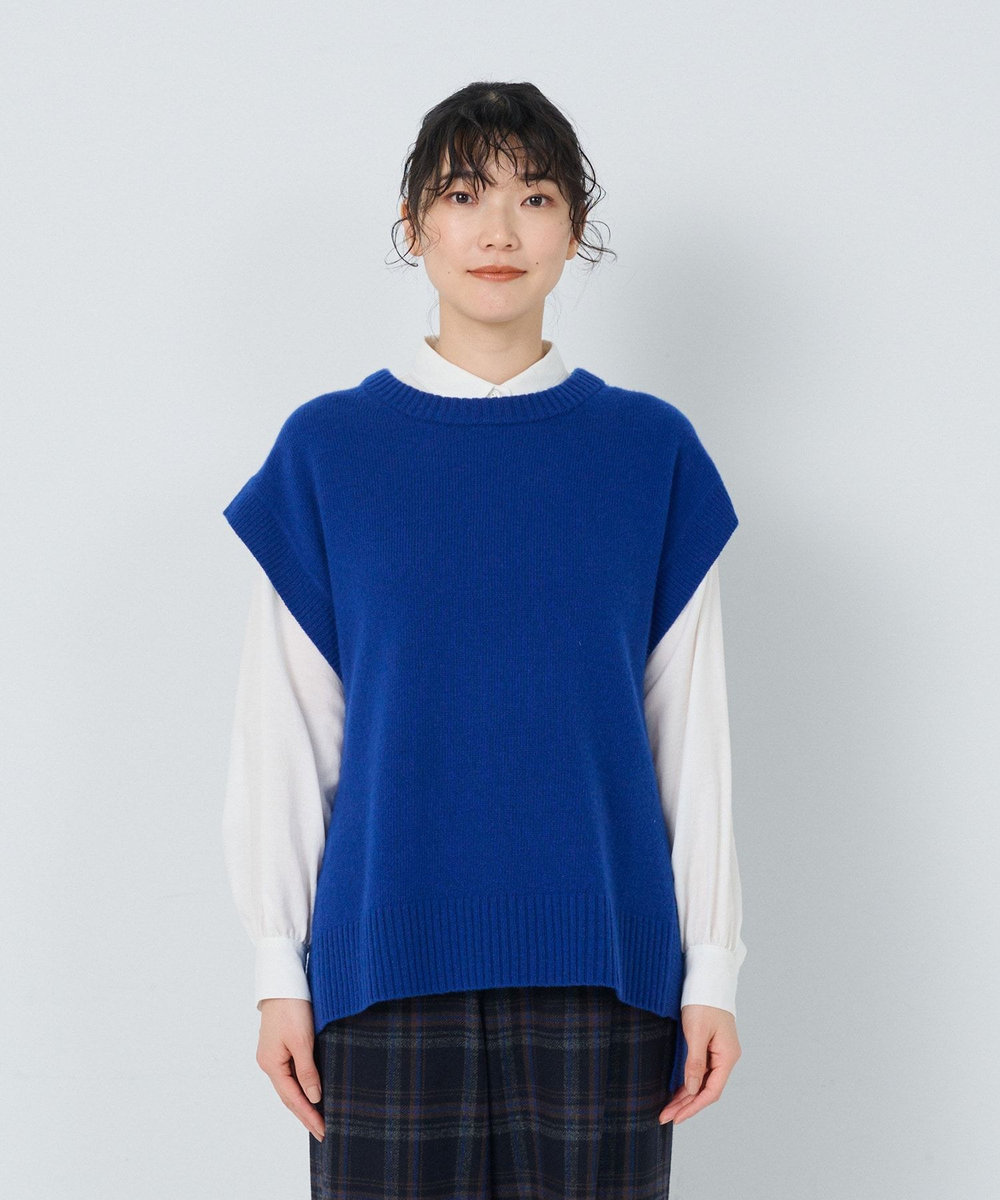 ADIEU TRISTESSE 7G　AQUAウールカシミヤ天竺ベスト ブルー