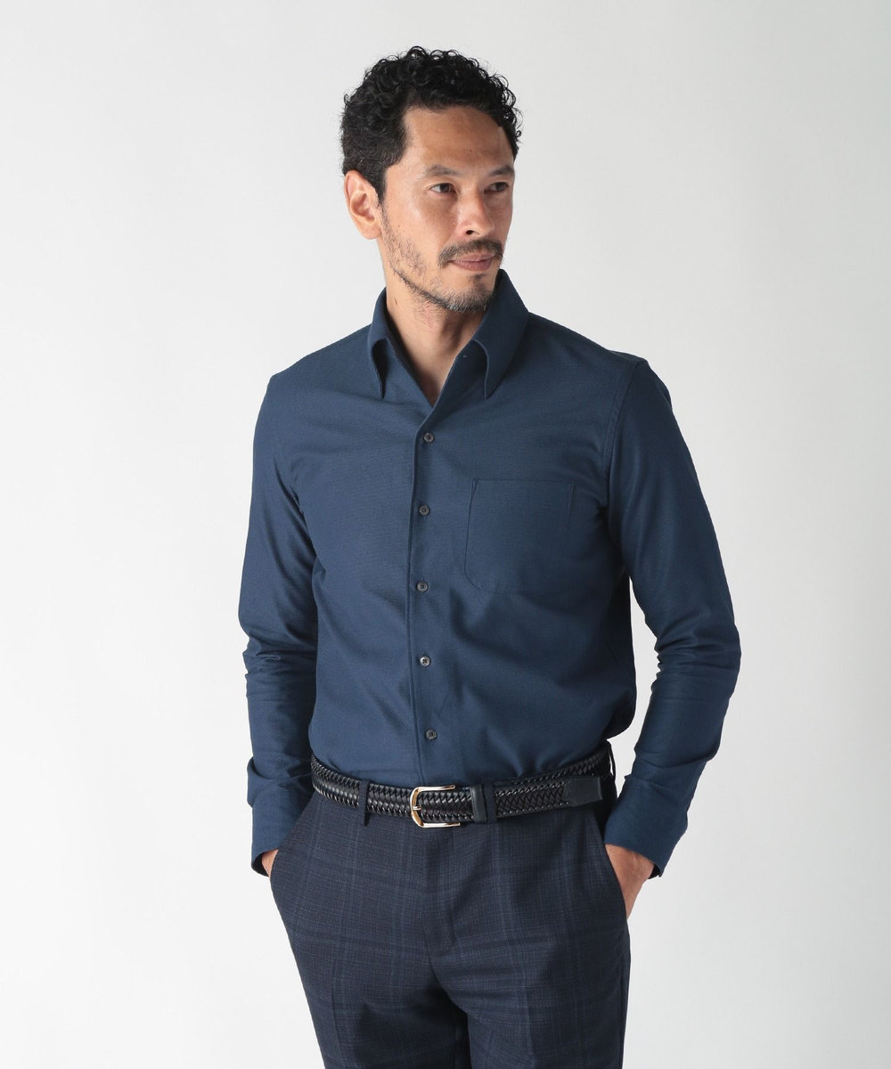 MEN'S BIGI 【ACTIVE TAILOR】COOLMAX絡み織ドレスシャツ ネイビー