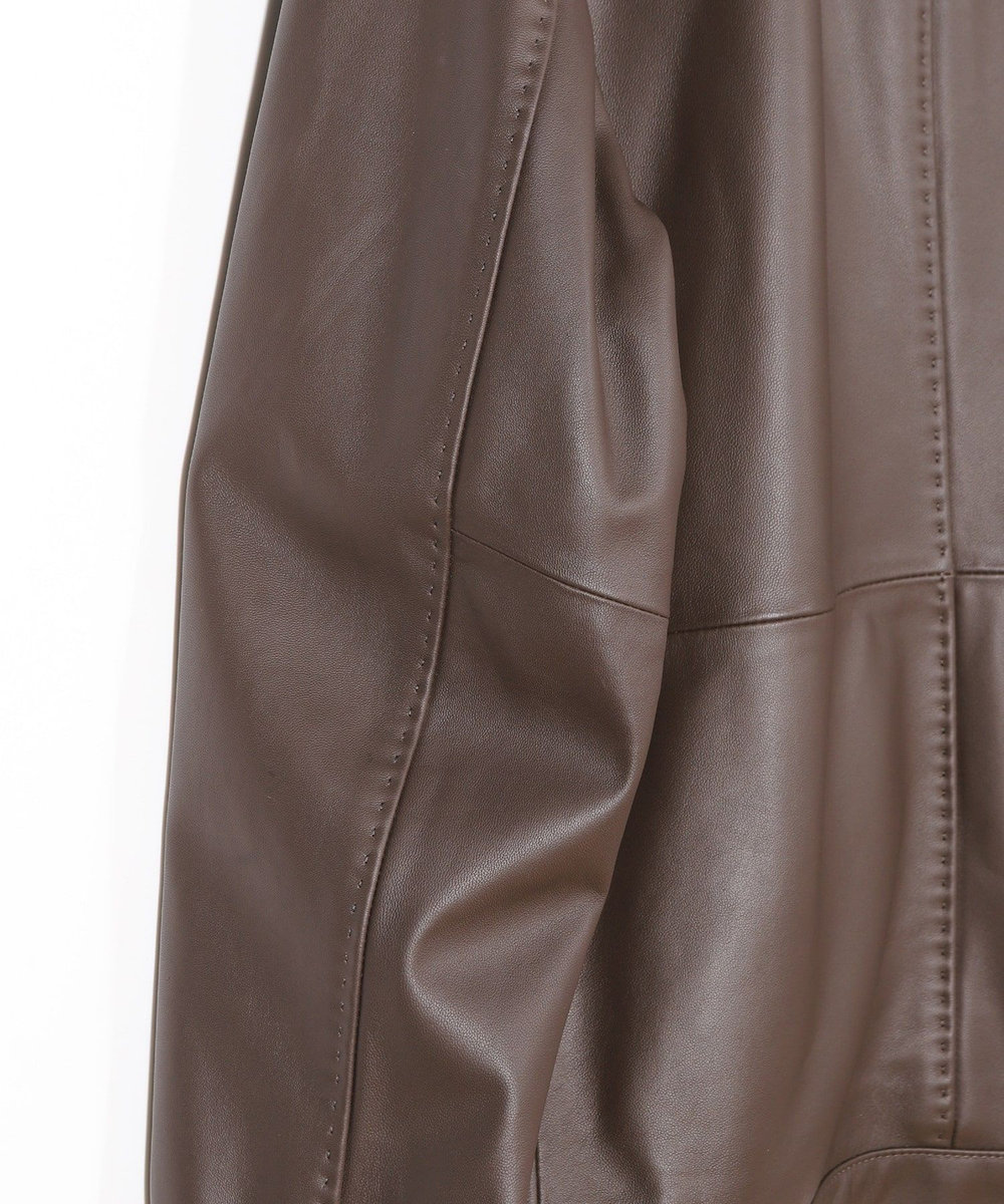 MEN'S BIGI スタンドカラーシングルライダース シープレザージャケット ブラウン