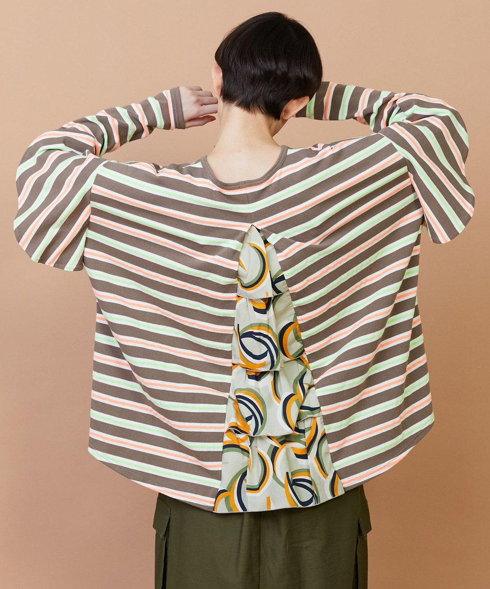 FRAPBOIS サーフェスボーダー カットソー グレイッシュベージュ