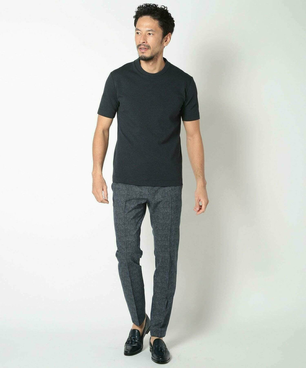 MEN'S BIGI 【ACTIVE TAILOR/アクティブテイラー】シルケットスムースクルーネックTシャツ＜接触冷感 / UVカット＞ ブラック