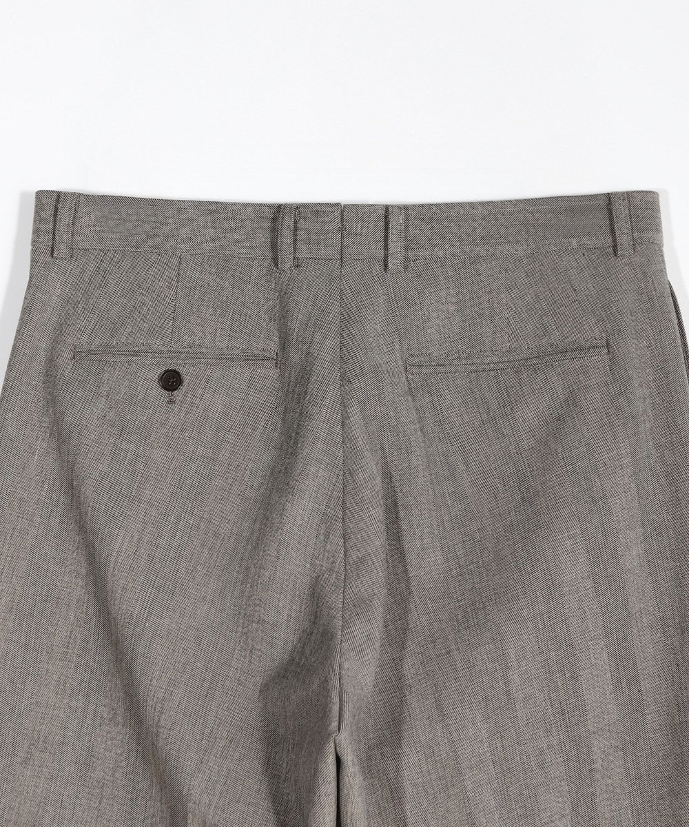 MEN'S BIGI 二重織ヘリンボーン テーパードワイドパンツ＜2WAYストレッチ＞ ベージュ