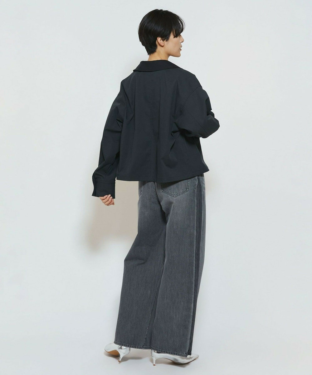 feerique Lサイズ（大きいサイズ） 【大きいサイズ】feerique ポリエステルツイルワイドクロップドジャケット［セットアップ可能］ チャコールグレー